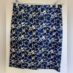 J. by J. Crew Cotton Pencil Skirt, Lined Black/Blue Floral Size 4